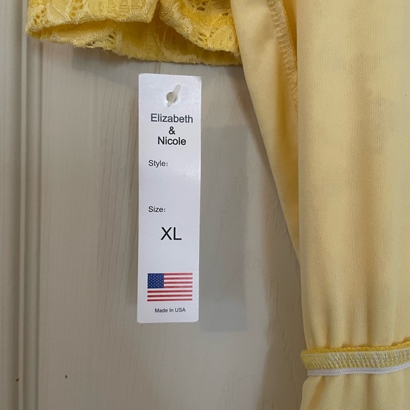 NEW Elizabeth & Nicole Short Sleeve Yellow Lace Tiered Midi Dress XL Made in USA - Picture 9 of 9